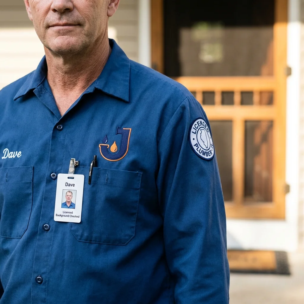Licensed plumber showing ID badge in Oglesby, IL