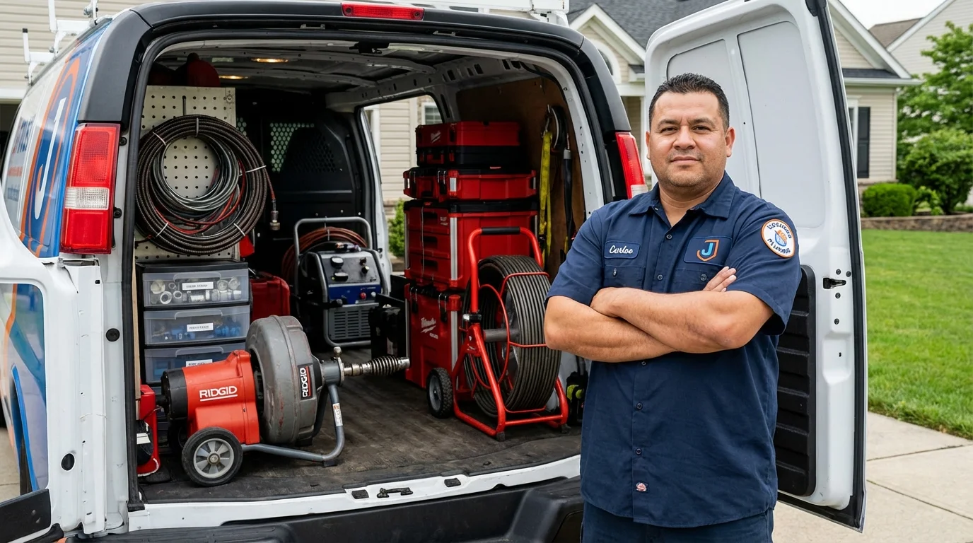 Professional drain cleaning equipment and Johns Plumbing LLC plumber in Oglesby
