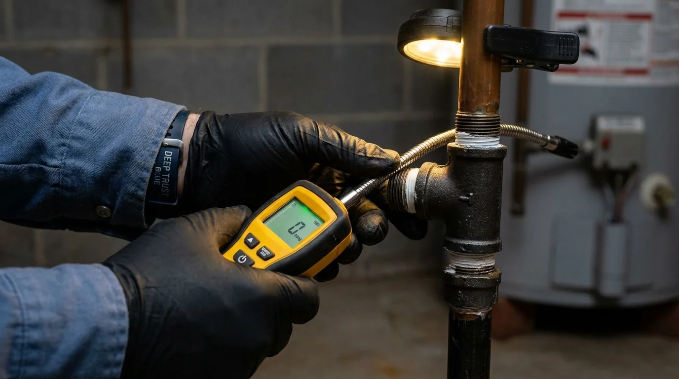 Gas leak detection with electronic sniffer by Johns Plumbing LLC in Oglesby