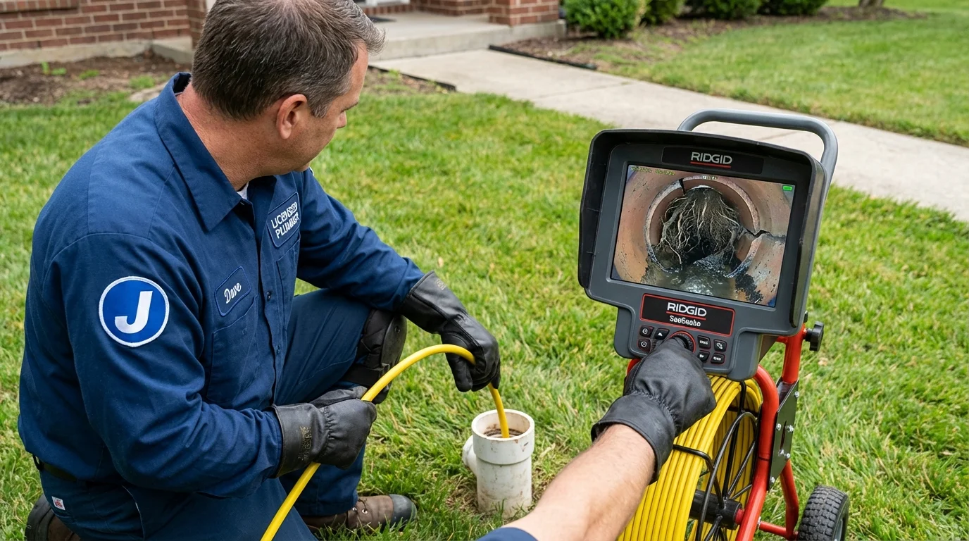 Sewer camera inspection being performed by Johns Plumbing LLC in Oglesby