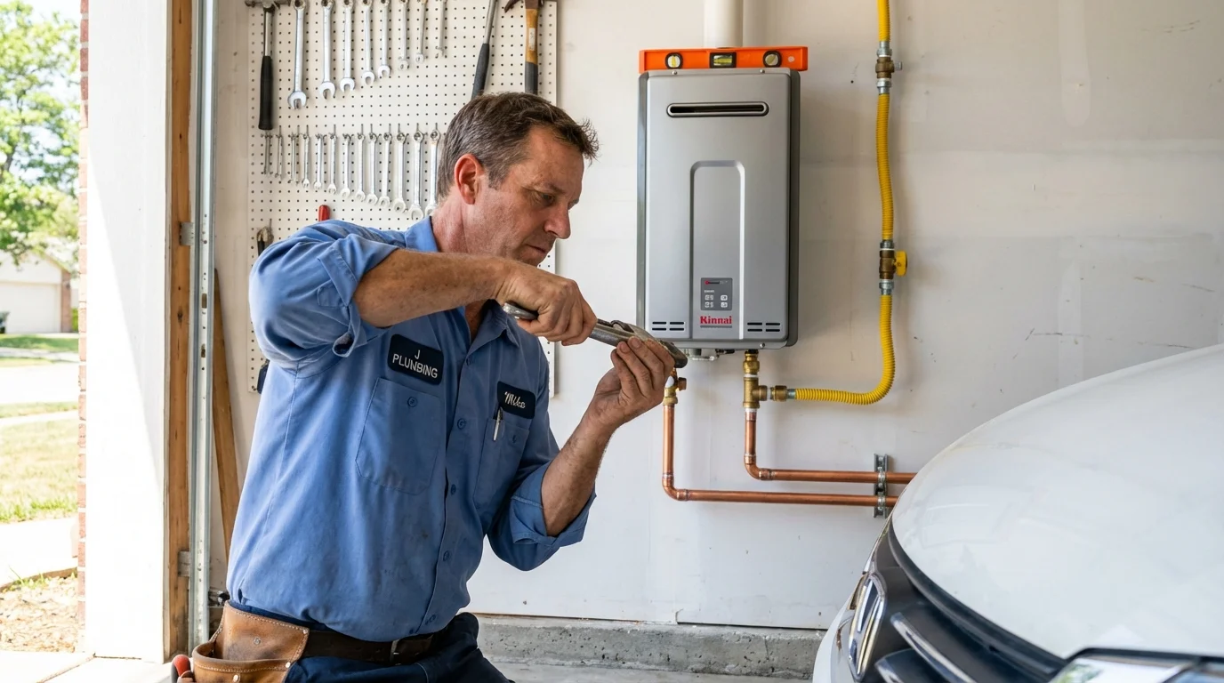 Tankless water heater installation by a Johns Plumbing LLC plumber in Oglesby